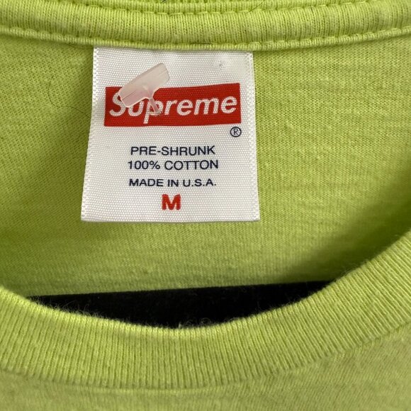 Supreme 100% Cotton Neon Green Long Sleeve Shirt Size Medium - Picture 3 of 3